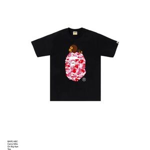 Bape Black Tee with Red Camo Ape Design